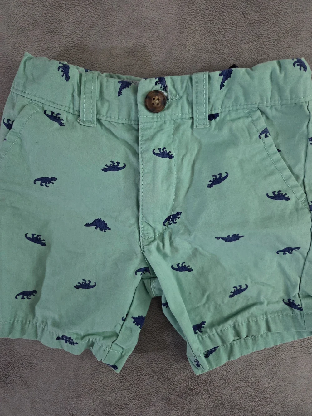 CARTER'S Boys Green Shorts with Blue Dinosaur Print Size 2T